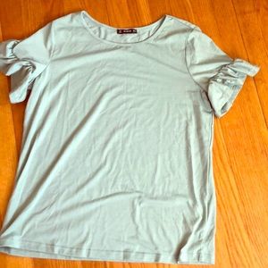 mint tshirt with ruffle sleeves